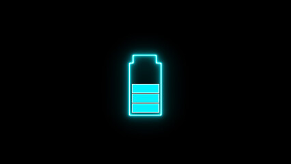 Battery level indicators. battery charger icon on the black background.