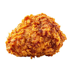 Crispy golden fried chicken piece isolated on transparent background