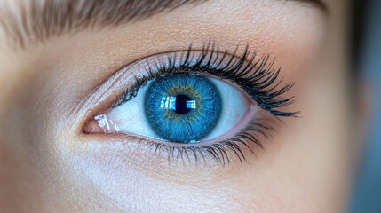 Fototapeta premium Close-up of a vibrant blue eye