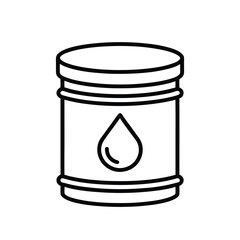 Oil Barrel Icon with Droplet – Minimalist Line Design Representing Petroleum and Energy