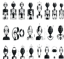 Explore a unique collection of futuristic robot avatars and AI characters perfect for tech branding, digital profiles, and innovative user interfaces.