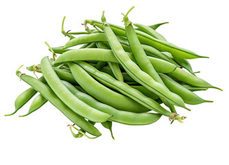 Fresh green beans isolated on a white background for organic food and healthy lifestyle concept