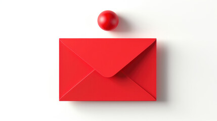 Red Envelope with Round Topper on White Background for Creative Communication or Marketing Concepts