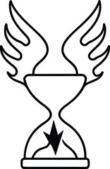 Winged Hourglass with Lightning Stems and Flame Flourishes