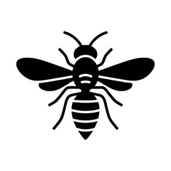 Obraz premium Minimalist wasp silhouette vector illustration. A simple black bee or hornet glyph icon on a white background., silhouette
