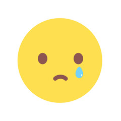 涙を流して泣いている顔の絵文字 - 悲しみやトラブルでツラそうなシンプルな泣き顔のアイコン･イラスト