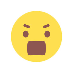 Fototapeta premium すごく怒っている顔の絵文字 - 反対や抗議、ケンカやハラスメントなどのシンプルなイメージ素材