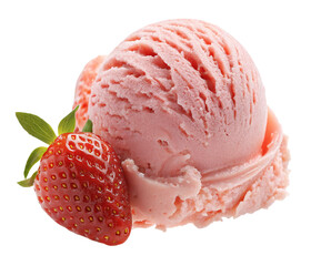 Delicious strawberry ice cream with fresh fruit garnish in vibrant colorful display for summer
