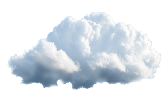 Fluffy white cloud against transparent sky isolated for creative visual design background