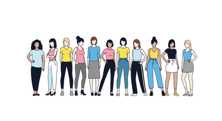 Diverse group of women standing together demonstrating unity and strength