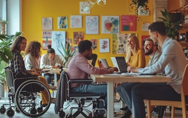 Inclusive Workplace Collaboration: Diverse Team Working Together
