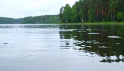 Ripples on a lake after rain