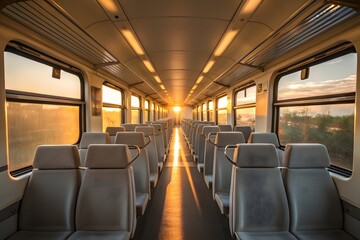 Minimalist Commuter Train Interior in Morning Light