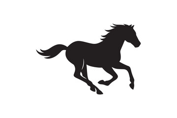 Horse Running silhouette white background.01
