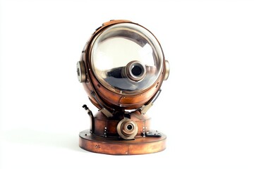 Naklejka premium Vintage Copper Deep Sea Diving Helmet Isolated on White Background
