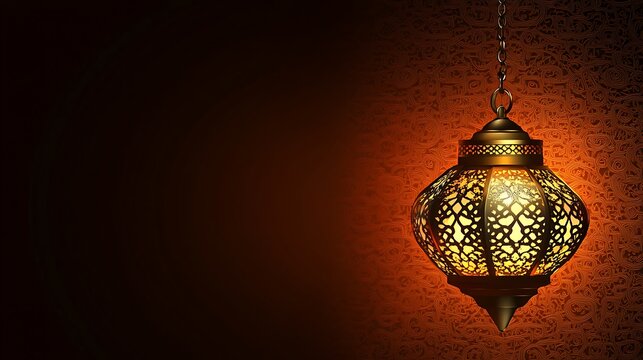 Ornate hanging lamp against a patterned background