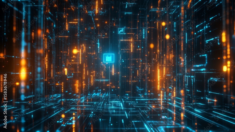 Poster unlocking digital security a futuristic floating lock concept in a high-tech environment