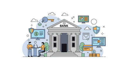 Modern digital banking services provided by financial institutions for online transactions and customer convenience