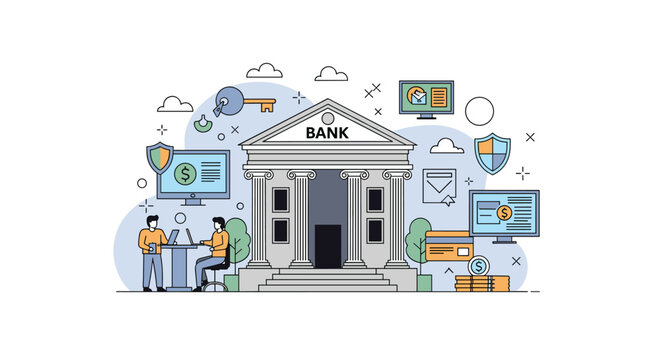 Modern digital banking services provided by financial institutions for online transactions and customer convenience