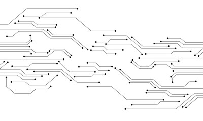 Technology black circuit diagram concept. High-tech circuit board connection system.Vector abstract technology on a white background.