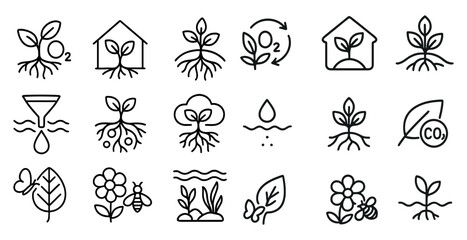 Series of plant icons, including a house, a tree, and a leaf, are shown in a row
