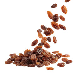 Obraz premium Raisins falling isolated on transparent background 