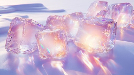Radiant ice cubes on a soft surface