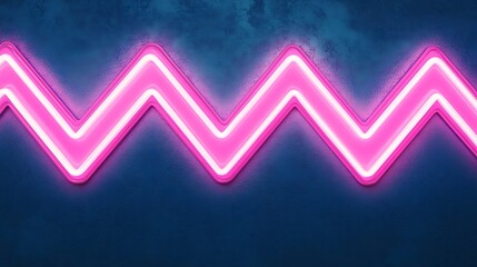 Pink neon zigzag line on dark textured wall