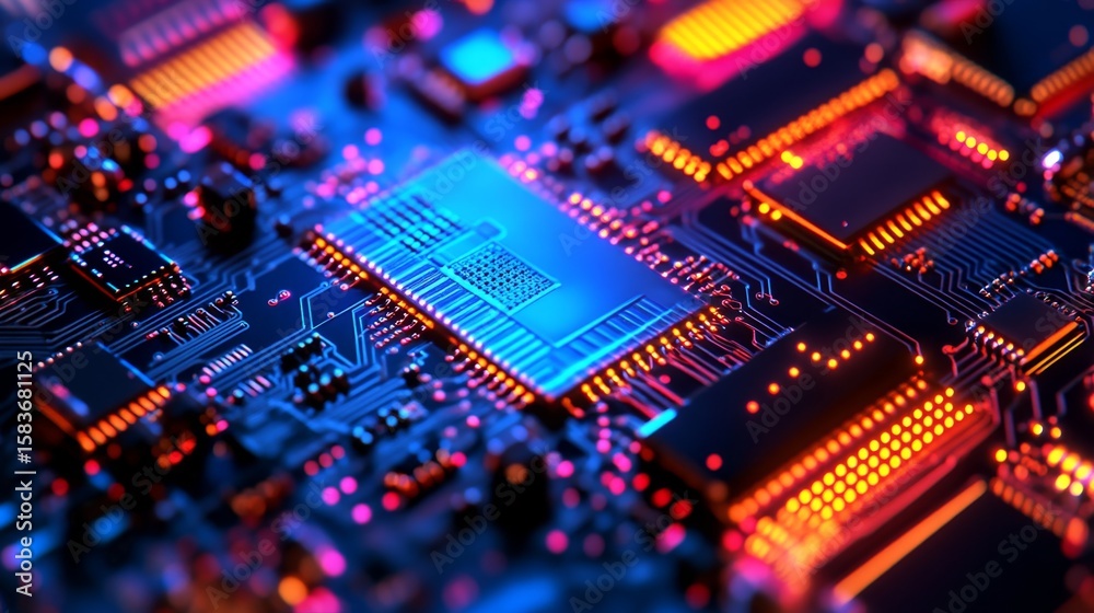 Poster exploring the future of semiconductor nano circuits a closeup view of advanced technology in a high-