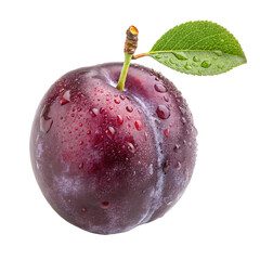 Fresh Plum realistic fruit isolated on transparent background  
