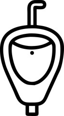 urinal for plumbing outline vector icon on white or transparent background. plumbing tools. Editable and Printable sticker.