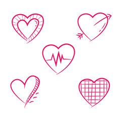 5 Different Doodle Hearts