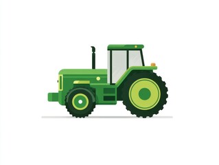 Green Farm Tractor Side View