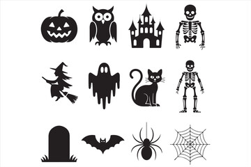 Spooky Halloween Vector Illustration with Haunted House and Pumpkins