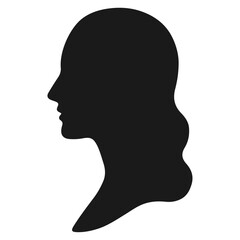 Black vector silhouette profiles of human heads, illustrating abstract concepts of mind and beauty