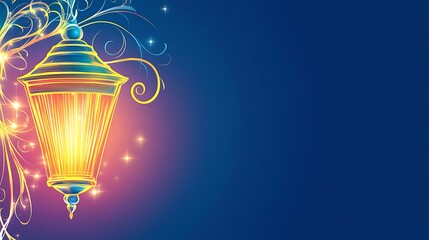 Ornate lantern glows softly against a gradient background