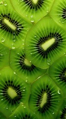 Fresh Sliced Kiwi with Water Droplets