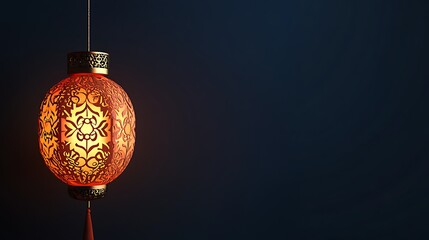 Ornate lantern hanging against dark backdrop