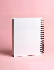 Standing Spiral Notebook Mockup on Pastel Pink Background