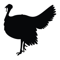Farm Animal Turkey side view, silhouette vector flat Illustration design on white background