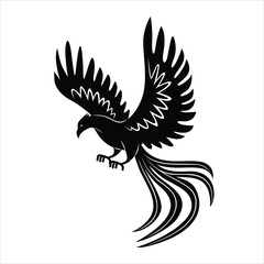 phoenix icon silhouette vector flat illustration design on white background