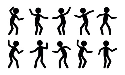 Naklejka premium Stick figures dancing show movement and fun, perfect for illustrating concepts or adding flair