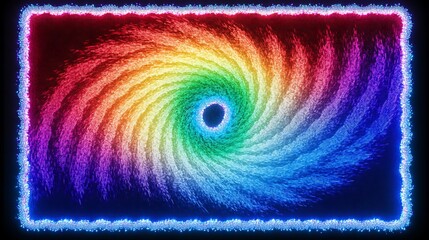 Psychedelic swirl with vibrant colors in a framed design