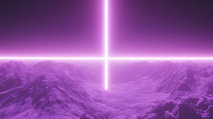 Purple alien landscape with bright beam