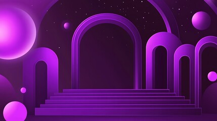 Purple archway, futuristic stage