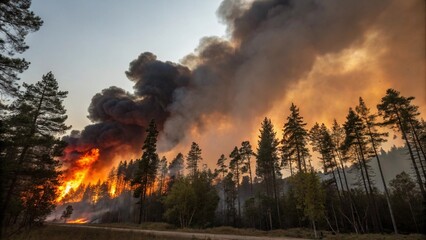 forest fire sky shot
