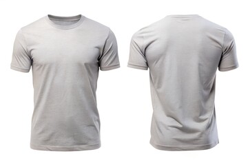 front view back view light grey blank tee isolate on white