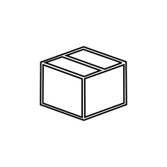 Clean line art illustration of a 3D cargo box.