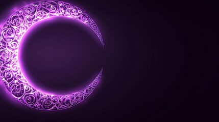 Purple crescent moon, ornate design