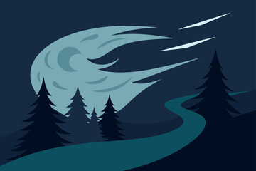 Fototapeta premium wind howling through dark forest pass